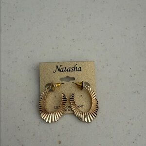 Natasha Couture Gold Textured Earrings